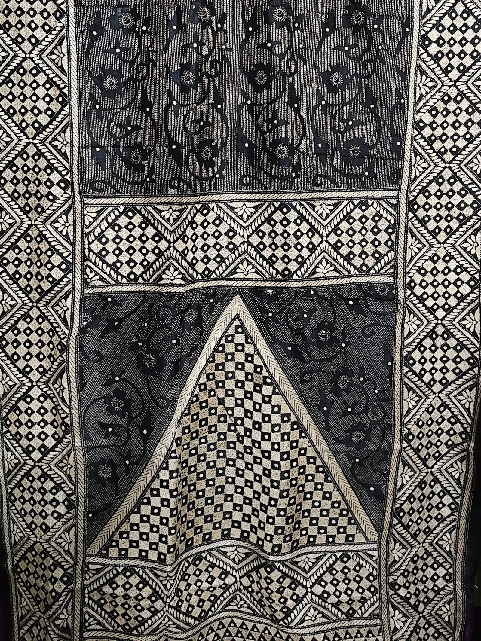 Authentic Kantha Stitch Jamdani Saree