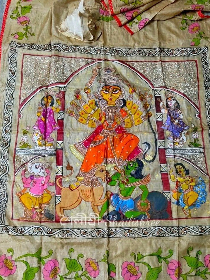 Authentic Maa Durga Patachitra Saree