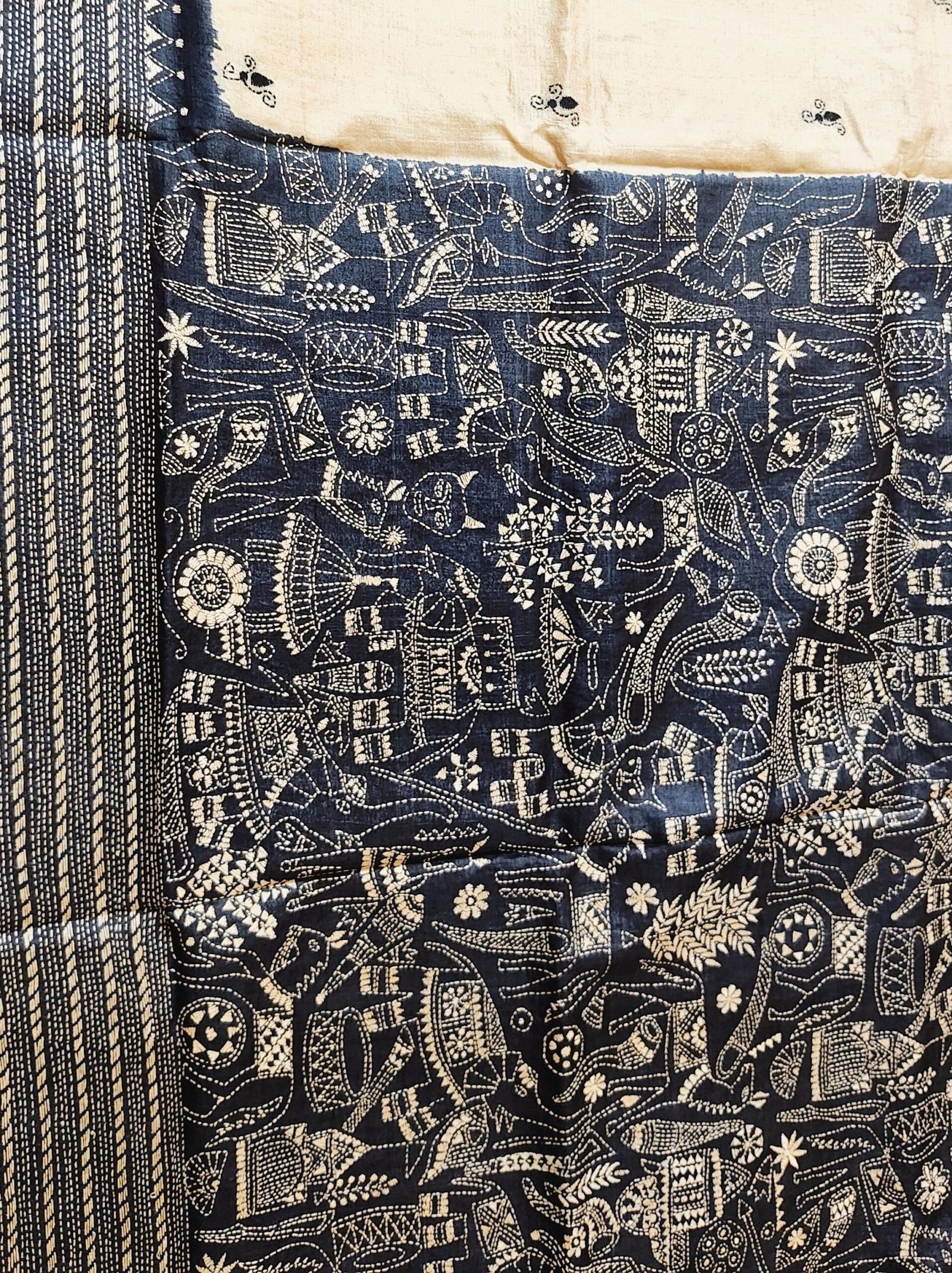 Authentic Kantha Stitch Folklore Saree