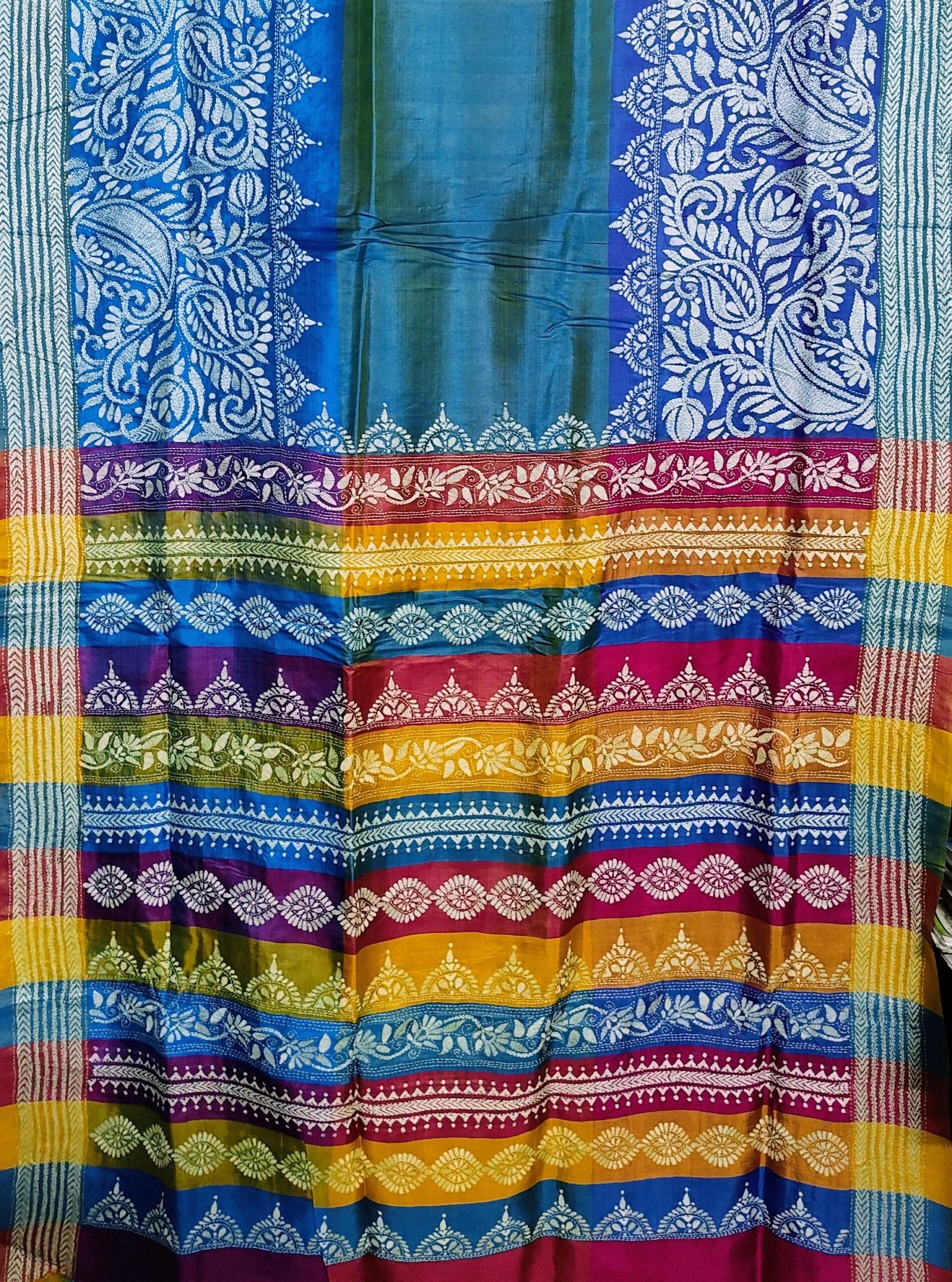 Authentic Kantha Stitch Shantiniketani Saree