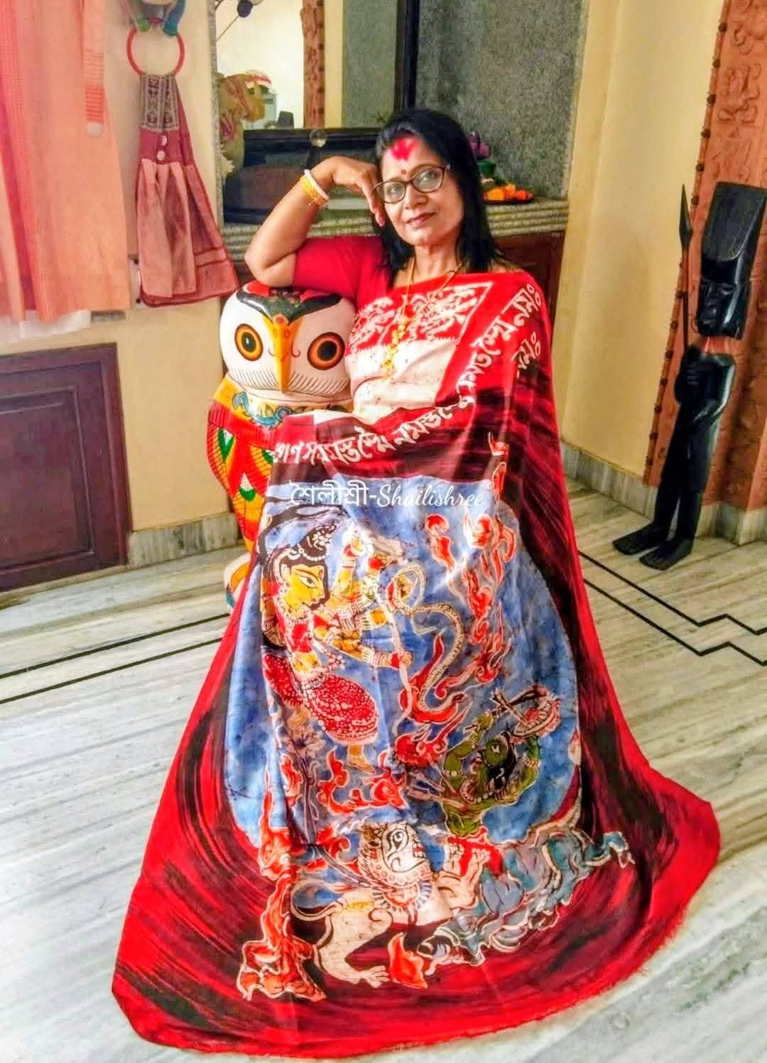 Authentic Durga Hand Batik Saree