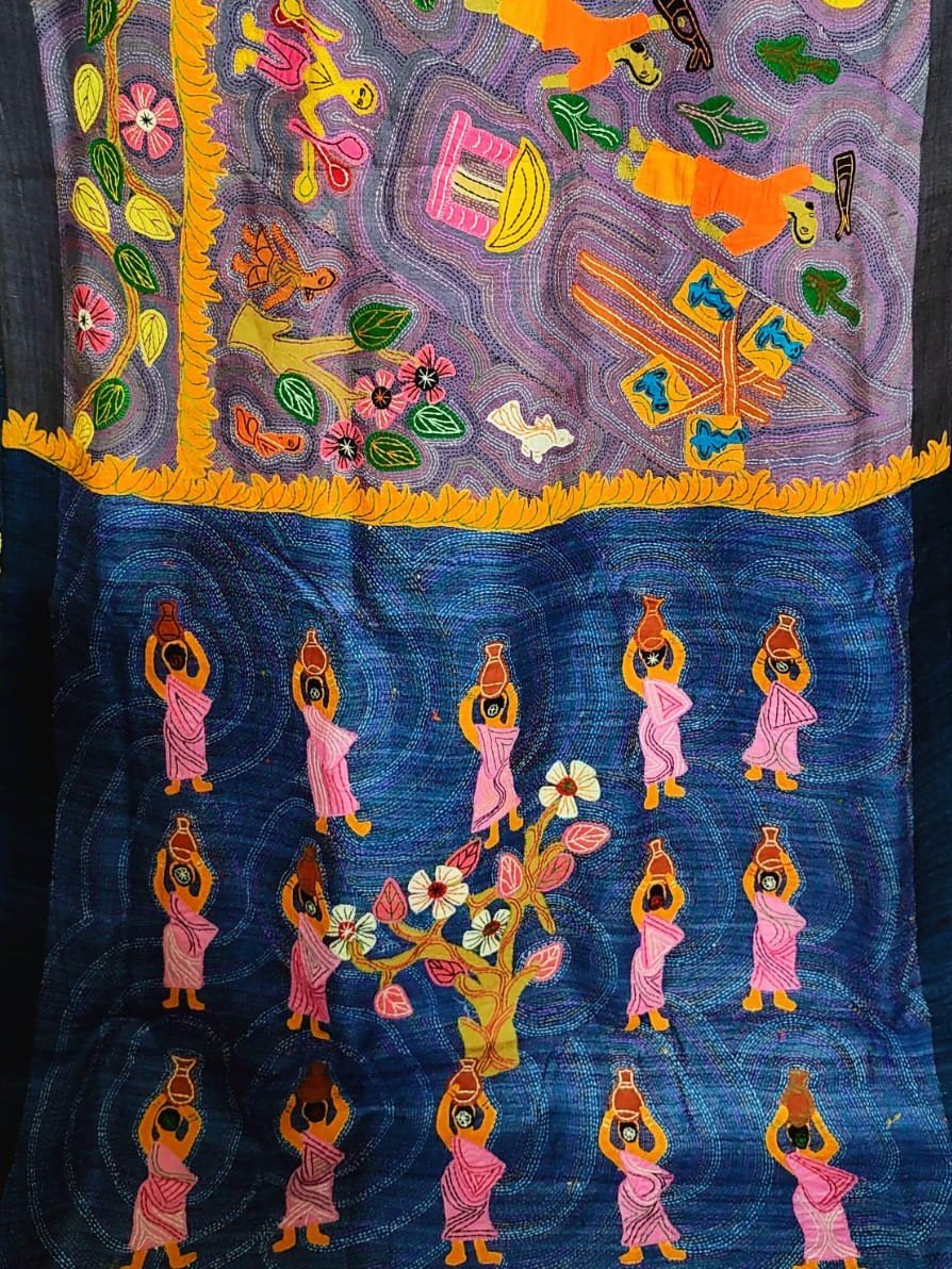 Authentic Pipli Kantha Folk Soul Saree
