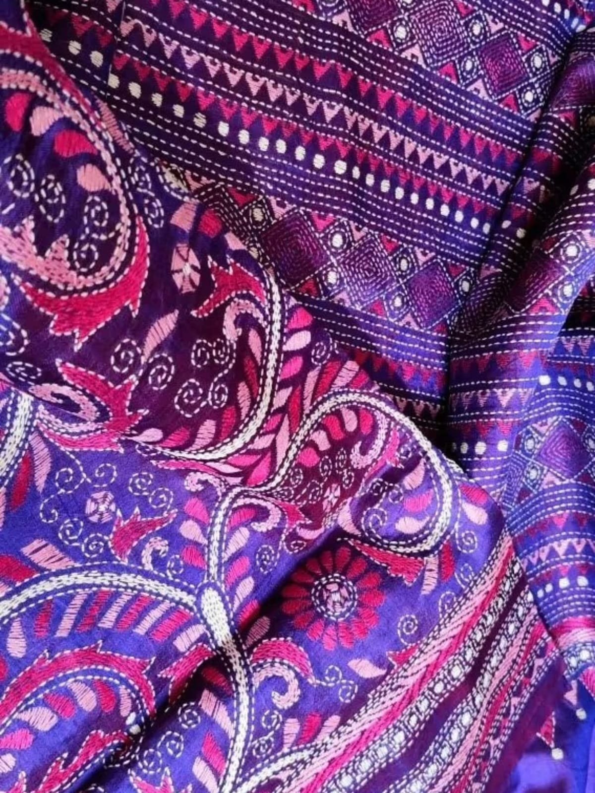 Authentic Pachhapere Kantha Saree